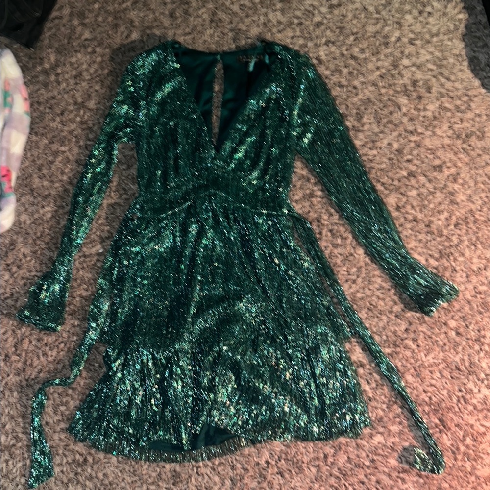 Trixxi Teal Long Sleeve Dress
